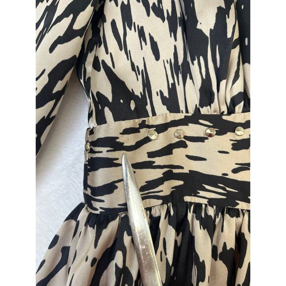 Sandro Silky Animal Print Studded 3/4 Sleeve Party Dress Glam Rocker Edgy sz 2 - Picture 5 of 12